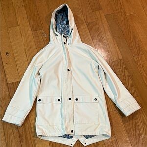 Solicited Girl 9/10 Y Light Cream Hooded Rain Jacket with Paisley Lining